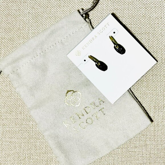 Kendra Scott Bailey Pave Huggies Earrings Black Crystal and Gold NWOT - Picture 2 of 3
